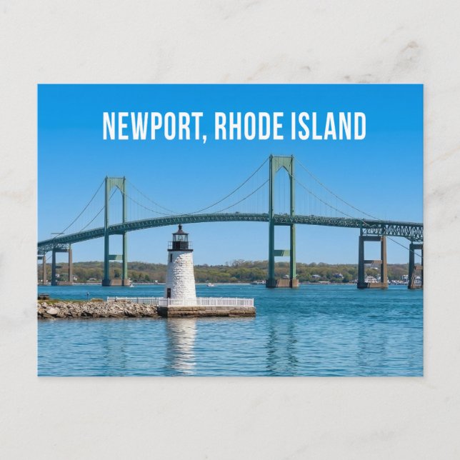 Newport Harbor Lighthouse Bridge Rhode Island RI   Vykort (Framsida)