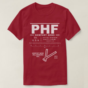 Newport News Williamsburg Int'l Airport PHF T Shirt