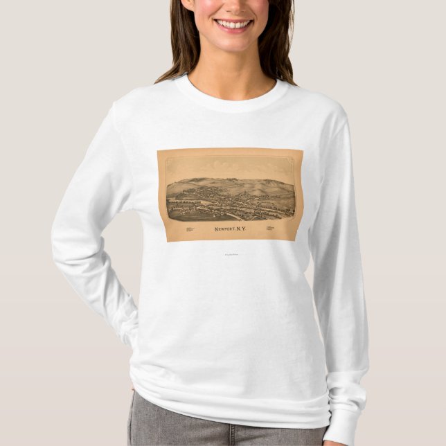 Newport nya YorkPanoramic MapNewport, NY Tee (Framsida)