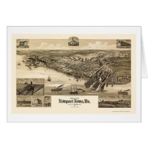 Newport nyheterna, panorama- karta för VA - 1891 Hälsningskort
