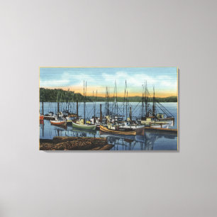 Newport Oregon - laxfiskeflotta i Yaquin Canvastryck