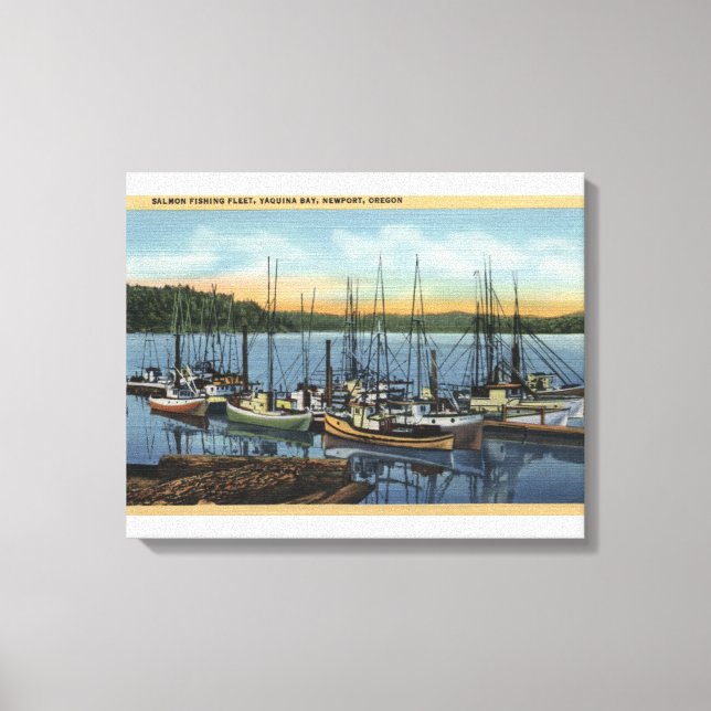 Newport, Oregon - Laxfiskeflottan i Yaquin Canvastryck (Framsida)