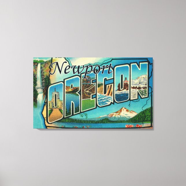 Newport, Oregon - Stora Brev-scenen Canvastryck (Framsida)