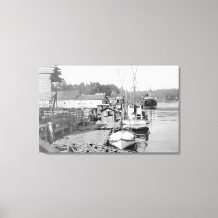 Newport Oregon strand beskådar av fiskebåtar Canvastryck