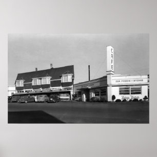 Newport, Oregon View of Bay Way Caf � Photograph Poster