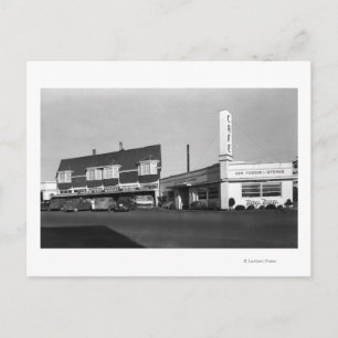 Newport, Oregon View of Bay Way Caf � Photograph Vykort