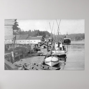 Newport, Oregon Waterfront View of FishBoats Poster