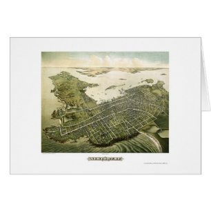 Newport panorama- karta för RI - 1878 Hälsningskort