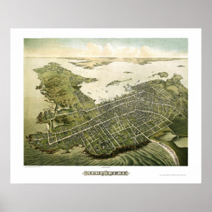 Newport panorama- karta för RI - 1878 Poster