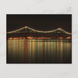 Newport Pell Bridge i Night Rhode island Vykort