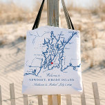 Newport Rhode island Bröllop Välkomstnotsbag för v Tygkasse<br><div class="desc">Välkomna gästerna till Newport, Rhode island vid bröllop vid kusten, med vår charmerande hälsning Välkommen till Newport tote bags! De här tålarna är snyggtens marinblått Narragansett Bay karta-plan. De är perfekter för soiréer i havet. Perfekt för platser som Chanler, Rosecliff Mansion, OceanCliff Hotel, Vanderbilt, Belle Mer, 41° norrut, Castle Backe...</div>