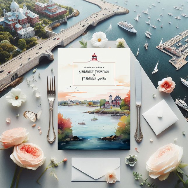 Newport, Rhode island Destinationsbröllop Inbjudningar (Newport, Rhode Island Destination Wedding Invitation)