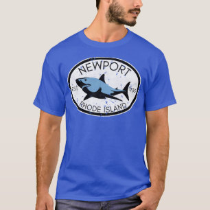 Newport Rhode island, Fiskhaj, Fiskstrutsblått Vin T Shirt