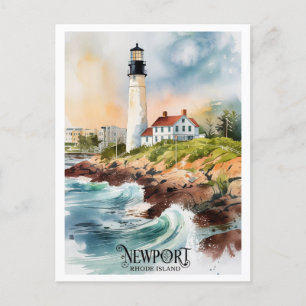Newport, Rhode island fyr-målning Vykort