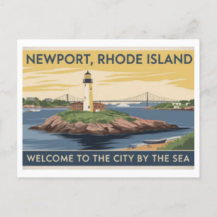 Newport, Rhode island fyr-målning Vykort