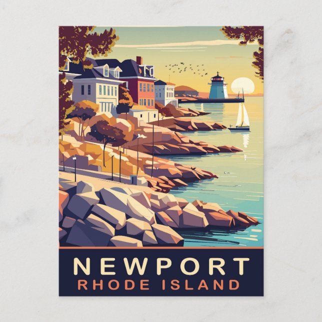 Newport, Rhode Island, kust, Resa Vykort (Framsida)