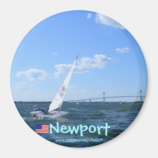 Newport Rhode island Pell bridge till Newport magn Magnet (Framsidan)