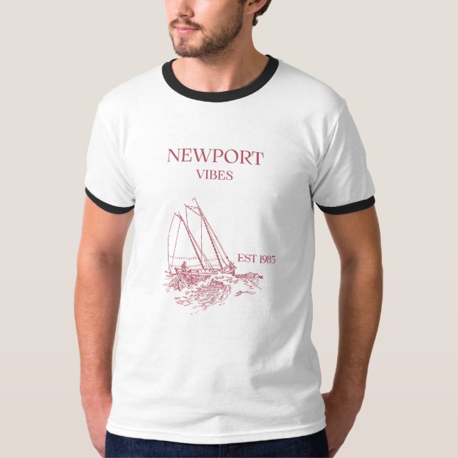 Newport Rhode Island Sail Vibes Manlig T-shirt (Framsida)