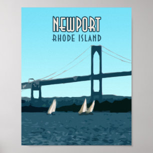 Newport Rhode island Sailboat Vintage Poster