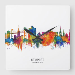 Newport Rhode island USA Skyline Fyrkantig Klocka