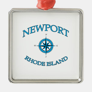 Newport Rhode - nautisk ö Julgransprydnad Metall