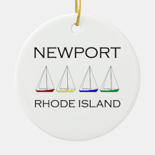 Newport Rhode - ösegelbåtar Julgransprydnad Keramik