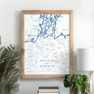 Newport RI Bröllop Modern Guest Bok Poster