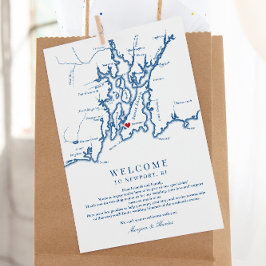 Newport RI Bröllops-välkomst-helg Itinerary Tack Kort