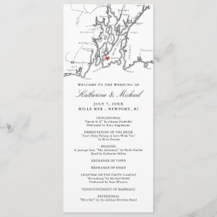 Newport RI Karta Elegant Black and White Bröllop Program