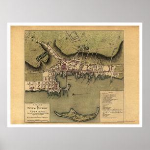 Newport, RI Town Karta - 1777 Poster