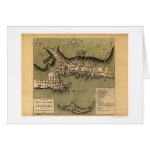 Newport RI-Townkarta - 1777 Hälsningskort