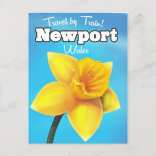 Newport Wales vintage Daffodil-reseaffisch Vykort