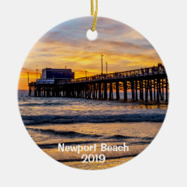 Newports Balboa Pier 2-sidig runda Julgransprydnad Keramik