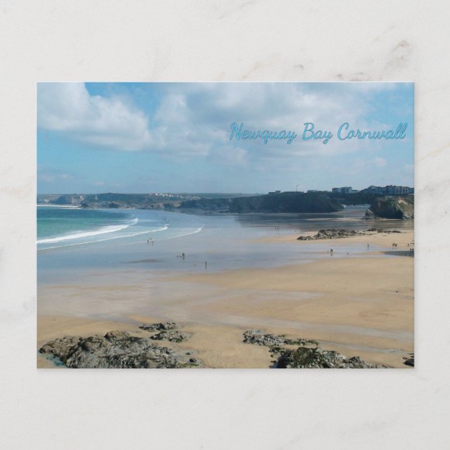 Newquay Bay Beacher Cornwall England Vykort (Framsida)