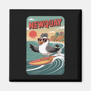 Newquay Beach Vibes, Rolig Retro Solnedgång Och Su Magnet