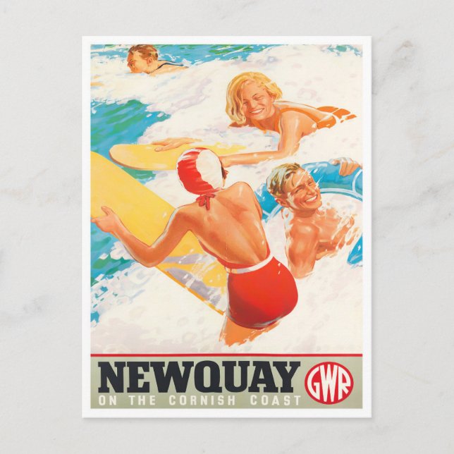 Newquay Britain vintage resor vycard Vykort (Framsida)