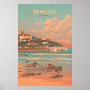 Newquay Cornwall Resemappningsaffisch Poster