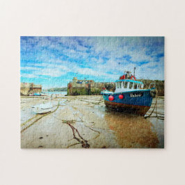 Newquay Harbour, Cornwall vid Low Tide Pussel