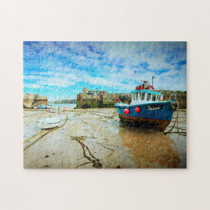 Newquay Harbour, Cornwall vid Low Tide Pussel