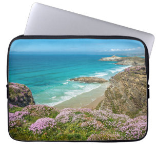 Newquay strand i North Cornwall vild - blomklippni Laptop Fodral