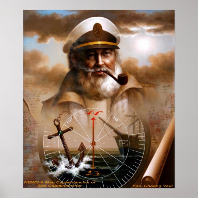NEWS & Karta kapten/ankare eller sjökapten Poster (Framsidan)