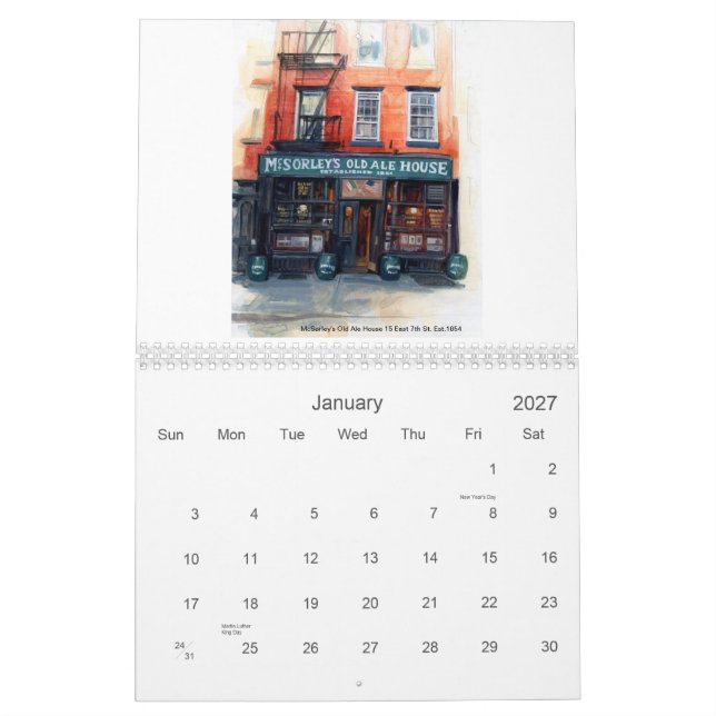 News York mest fin pubkalender Kalender (Jan 2027)