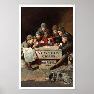 Newsboy Cigars, 1894. Gammal Reklam Poster