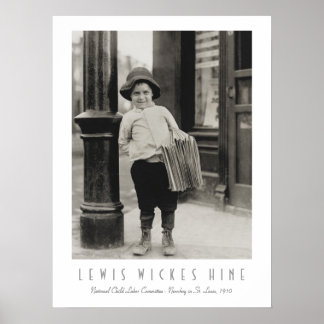 Newsboy i St Louis by Lewis Wickes Hine Poster