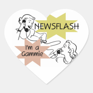 Newsflash I är Gammie t-shirts och presenter Hjärtformat Klistermärke
