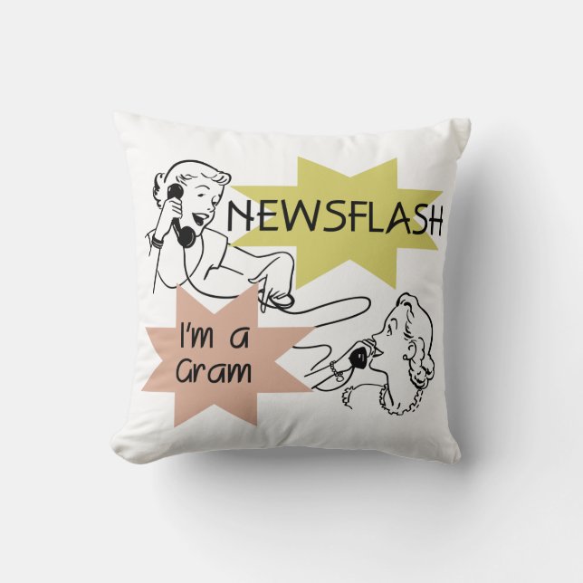 Newsflash I är Gram-gåvor Kudde (Framsida)