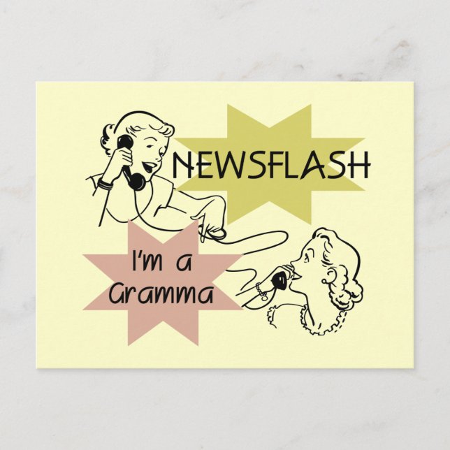 Newsflash I är Gramma T-shirts och presenter Vykort (Framsida)