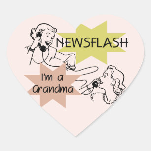 Newsflash I är mormor T-shirts och presenter Hjärtformat Klistermärke