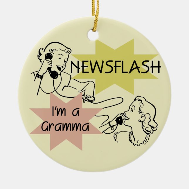Newsflash mig förmiddag en Gramma T-tröja och Julgransprydnad Keramik (Framsidan)