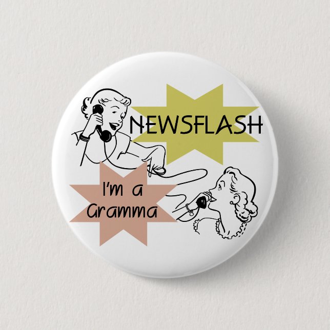 Newsflash mig förmiddag en Gramma T-tröja och Knapp (Framsida)